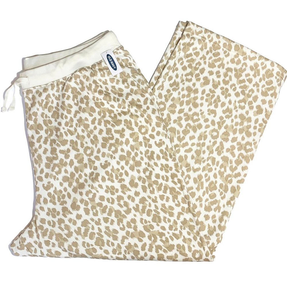 NWT Old Navy Cheetah Leopard Print Pants Sweatpants - Drawstring Waist - XXL